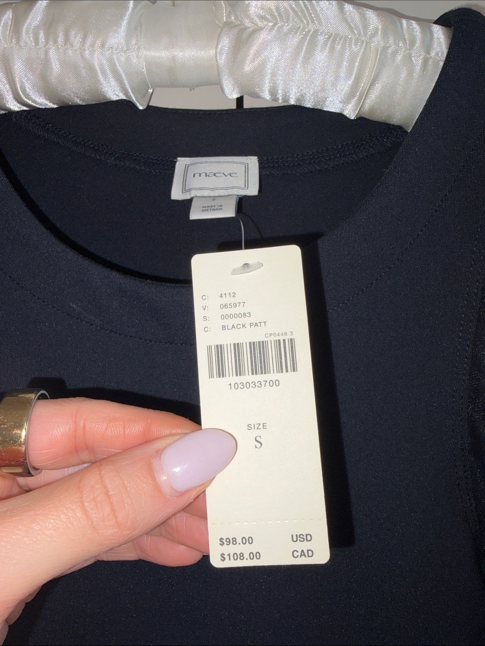 Maeve Navy Top with Sheer Embroidered Puff Sleeves Never Worn - Picture 3 of 6